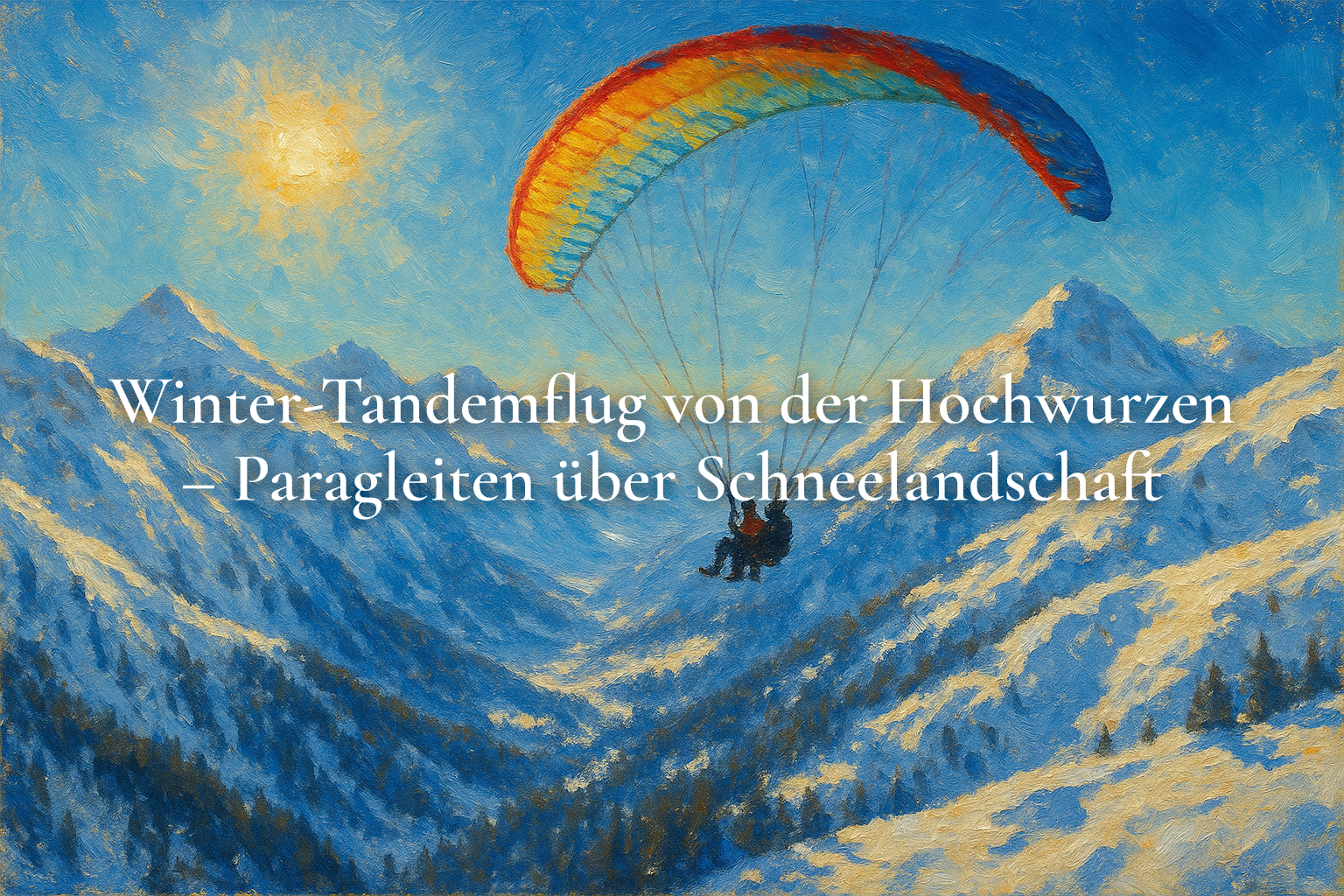 Winter-Tandemflug von der Hochwurzen – Paragleiten über Schneelandschaft